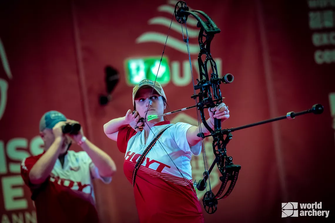 Tanja Gellenthien shooting for bronze in Lausanne.