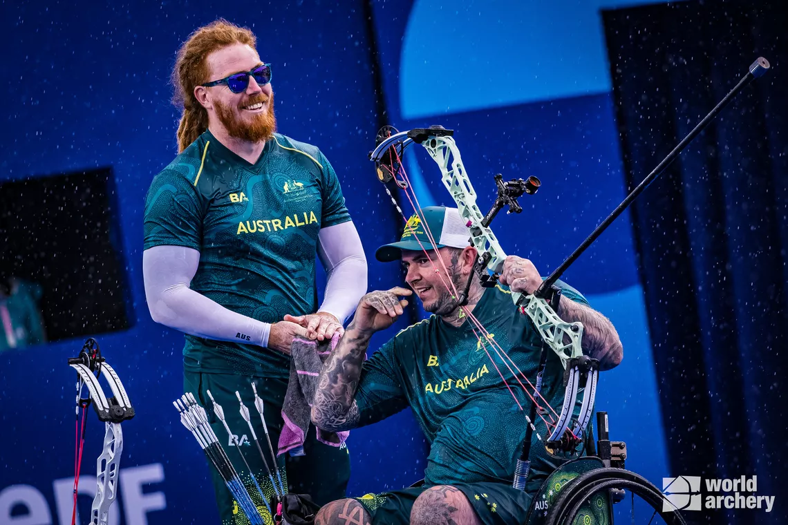 Patrick French enjoying Paris 2024 Paralympics with coach Alex King.