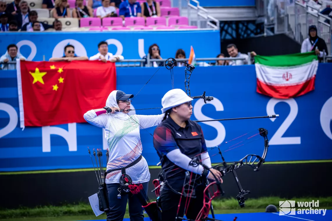 Fatemeh Hemmati shooting at Paris 2024 Paralympics.