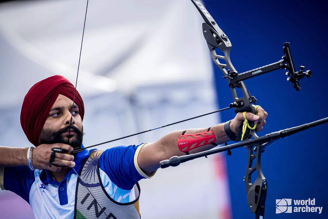 Harvinder Singh shooting at Paris 2024 Paralympic Games.
