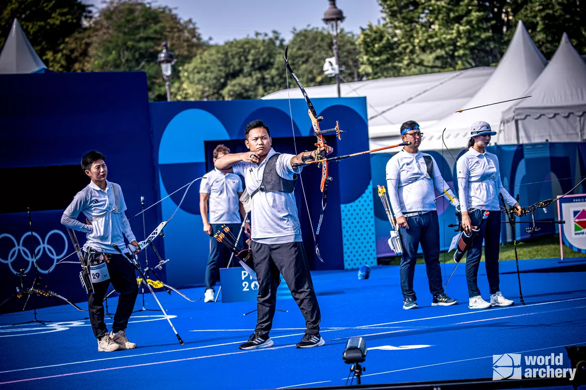 Mixed team match between Chinese Taipei and Korea at Paris 2024.