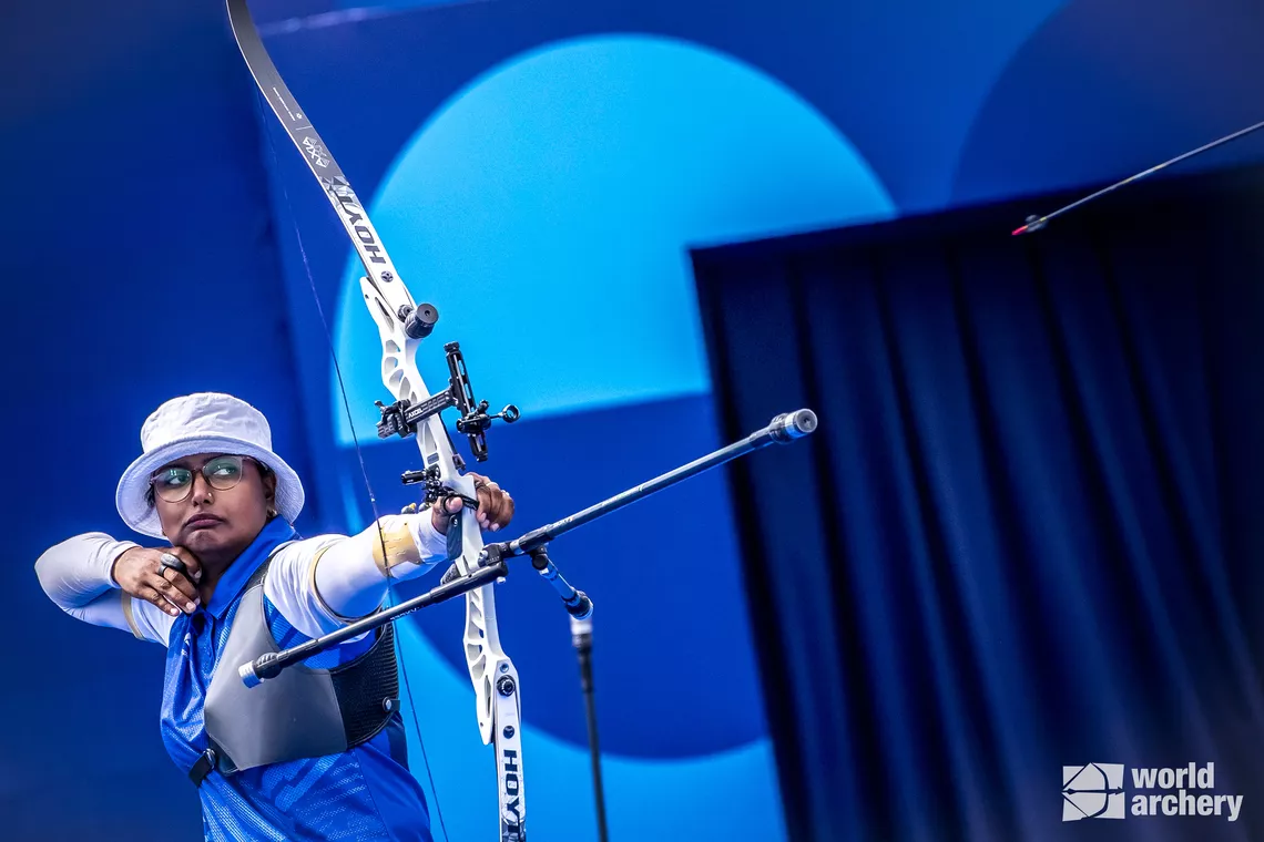 Deepika Kumari shooting at her fourth Olympic Games in Paris 2024.