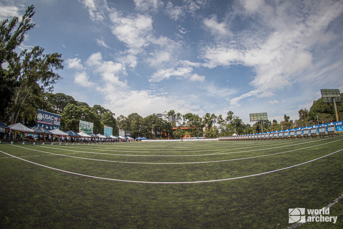 The competition field at the first stage of the Hyundai Archery World Cup in Guatemala City.