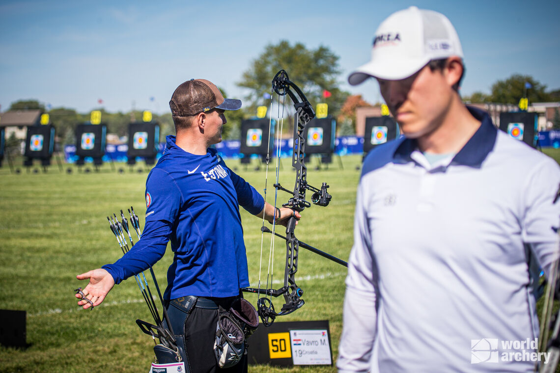 Robin Jaatma shoots at the Yankton 2021 Hyundai World Archery Championships.