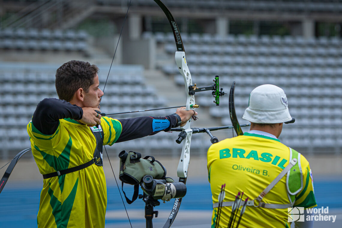 Brazil competes at the third stage of the 2021 Hyundai Archery World Cup in Paris, France.
