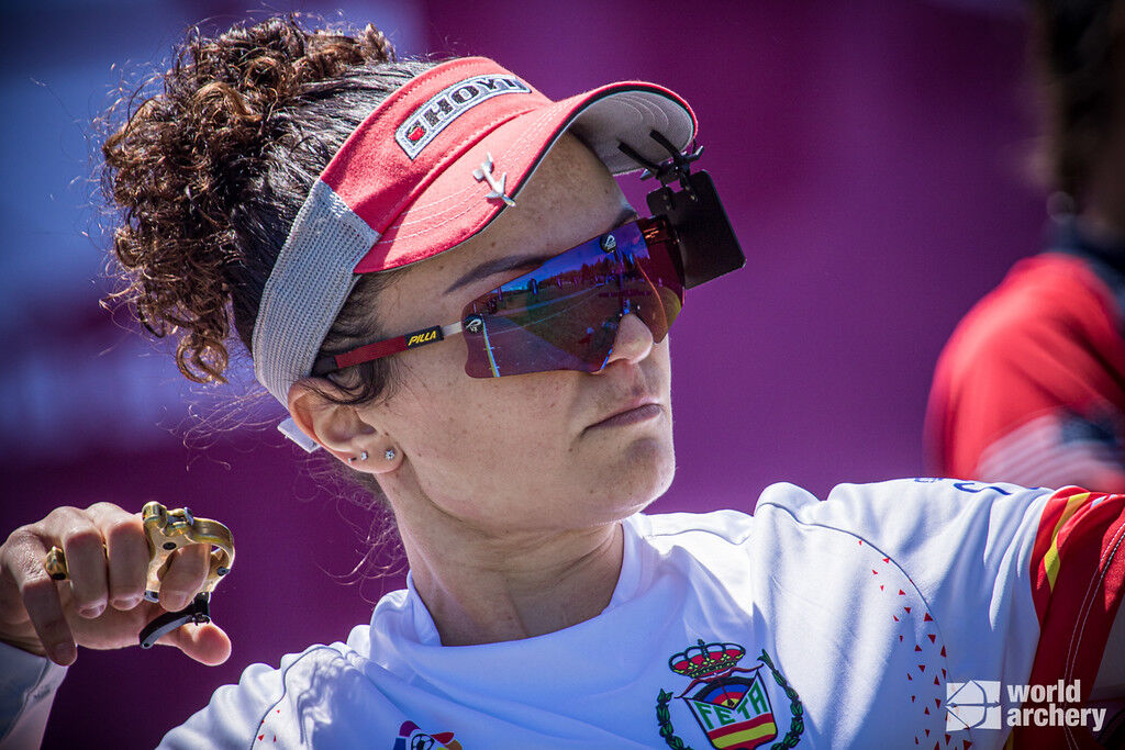 Andrea Marcos shoots at the second stage of the 2021 Hyundai Archery World Cup in Lausanne. 
