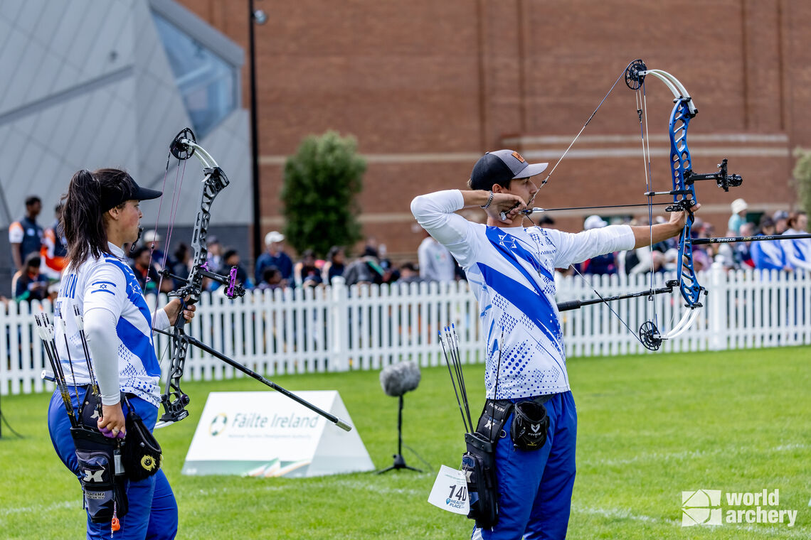 Shamai Yamrom and Romi Maymon at Limerick 2023 World Archery Youth Championships. 