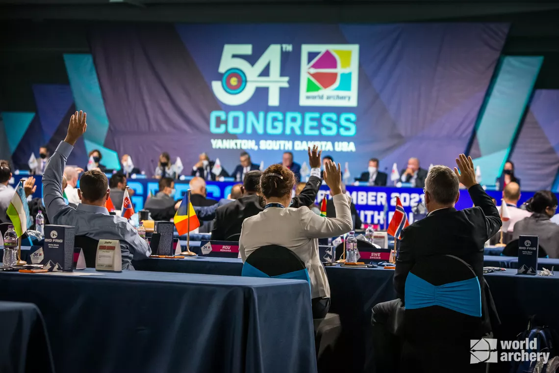 Voting at Yankton 2021 World Archery Congress.