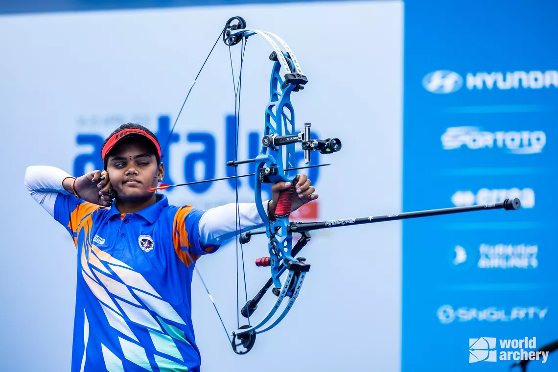 Jyothi Surekha Vennam compound women’s winner of Antalya 2023 Hyundai Archery World Cup.