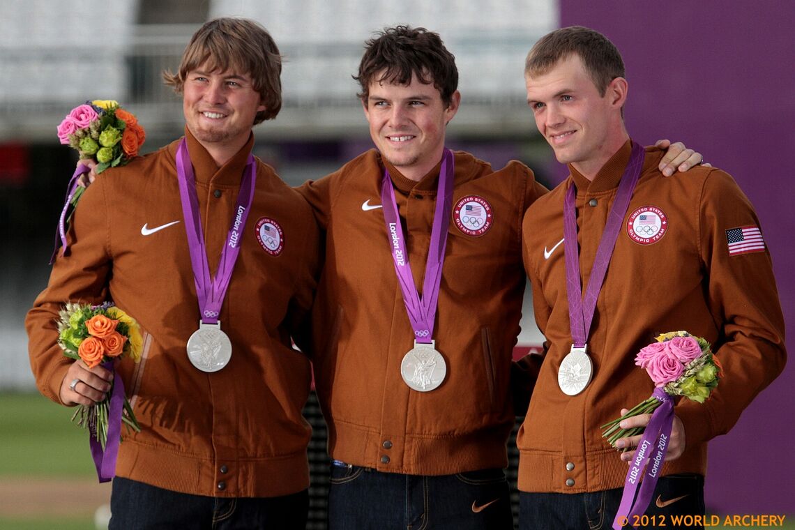 Team USA celebrates its silver medal at the London 2012 Olympic Games.