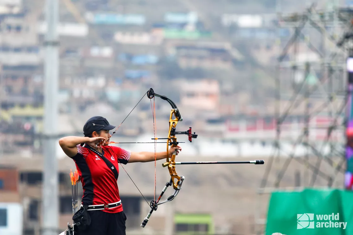 Bryanne Lameg shooting at Lima 2019 Pan American Games.