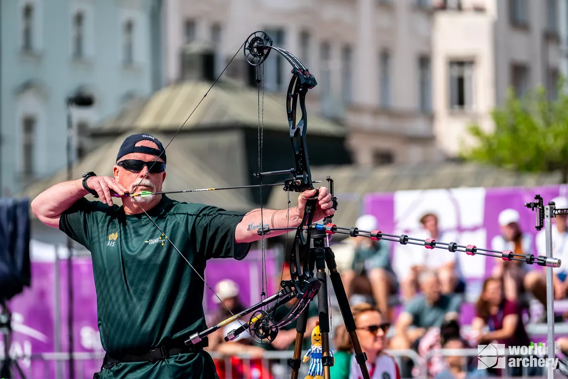 Craig Newbery shooting in the finals arena in Pilsen.