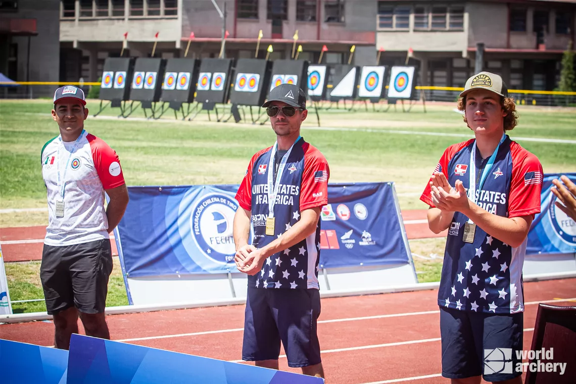 Compound men’s individual podium at Santiago 2022 Pan American Championships.