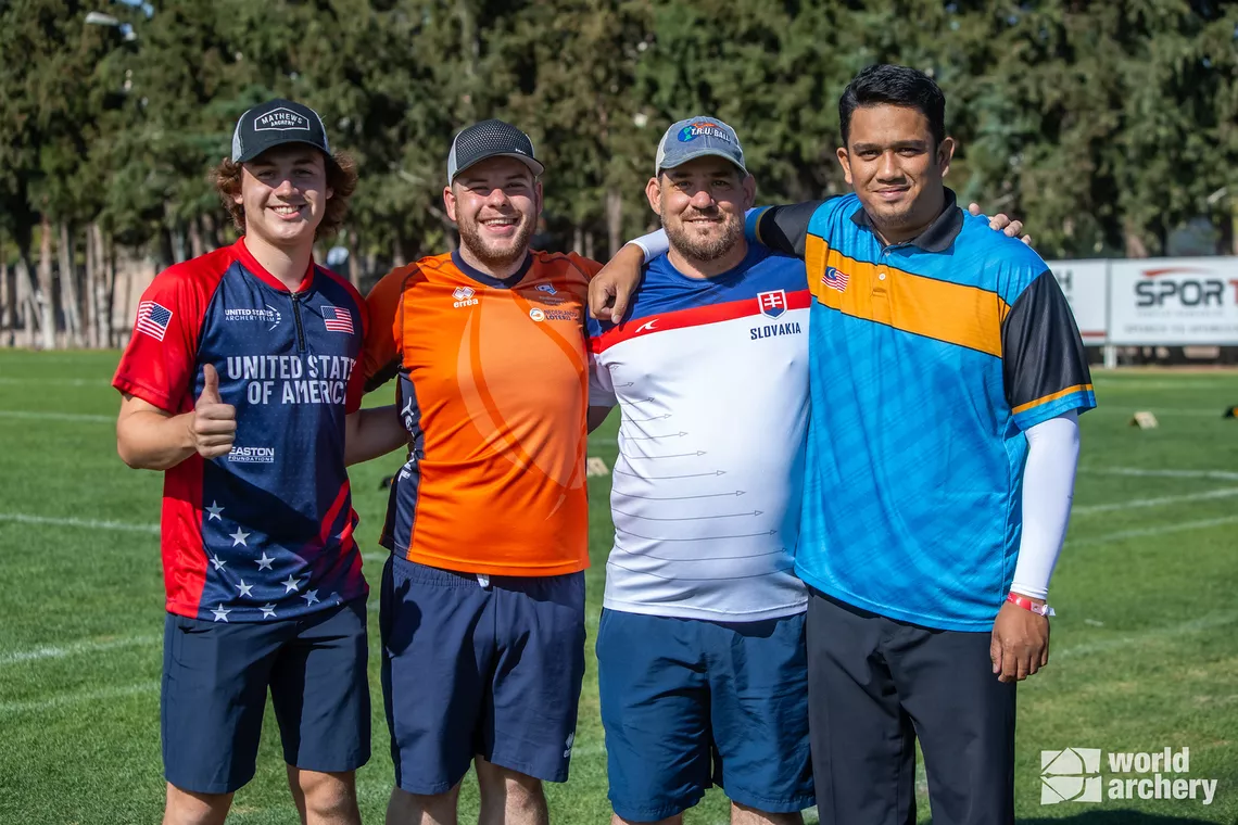 Compound men’s final four at Antalya 2023 Hyundai Archery World Cup.
