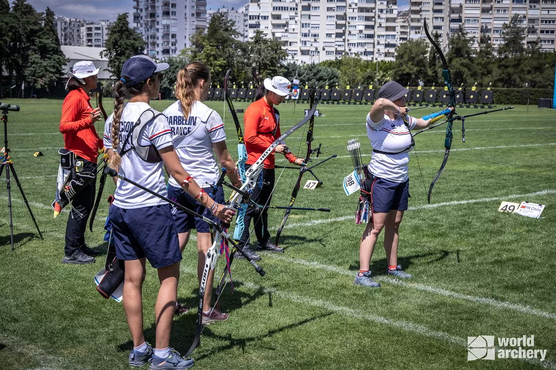 France versus China in semifinal at Antalya 2023 Hyundai Archery World Cup.