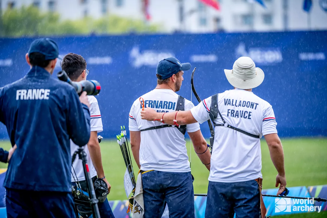 Recurve men’s French team at Krakow 2023 European Games.