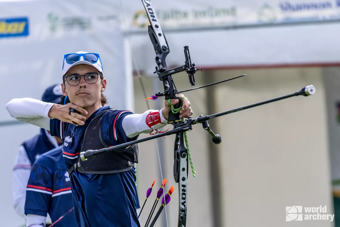 Baptiste Addis recurve under-18 men’s team World Champion and individual bronze medallist 2023.