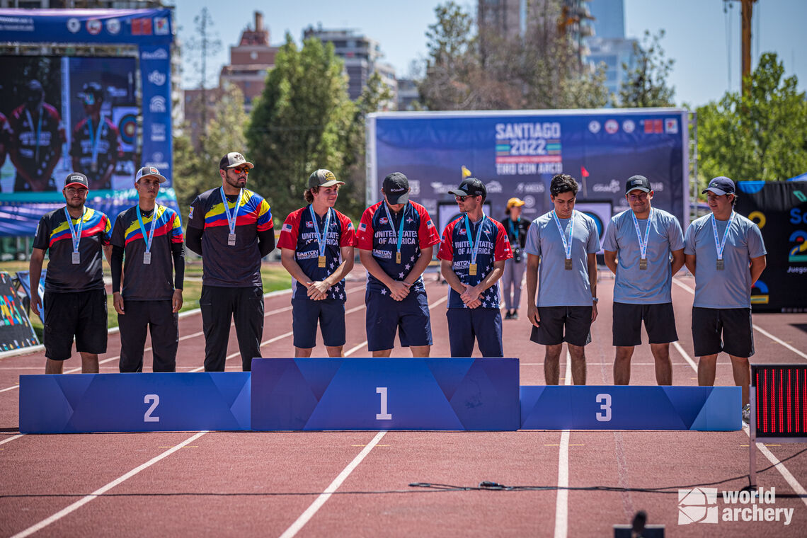 Compound men’s team podium at Santiago 2022 Pan American Championships.