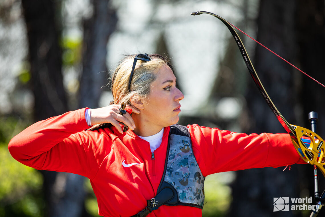 Yasemin Anagoz shoots at the Antalya 2021 European Grand Prix.