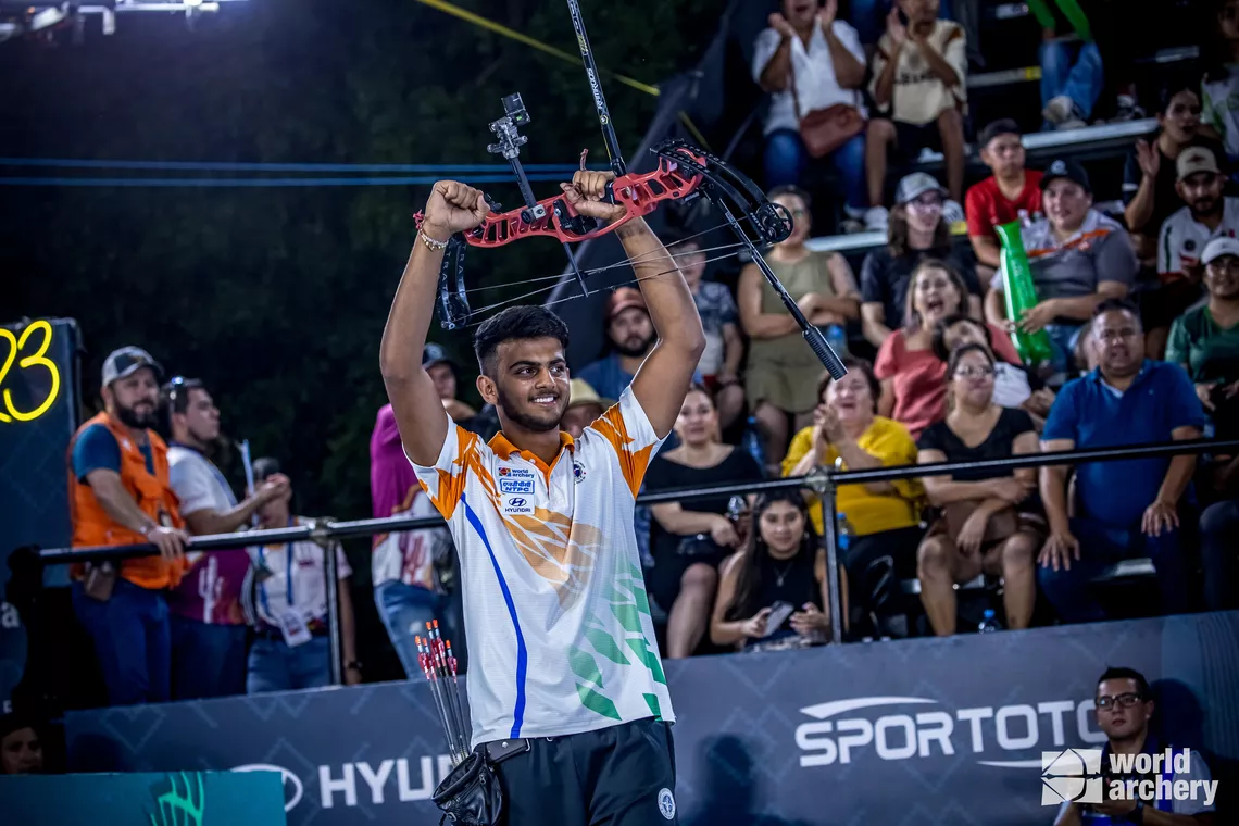 Prathamesh Samadhan Jawkar close runner-up at the Hyundai Archery World Cup Final 2023.