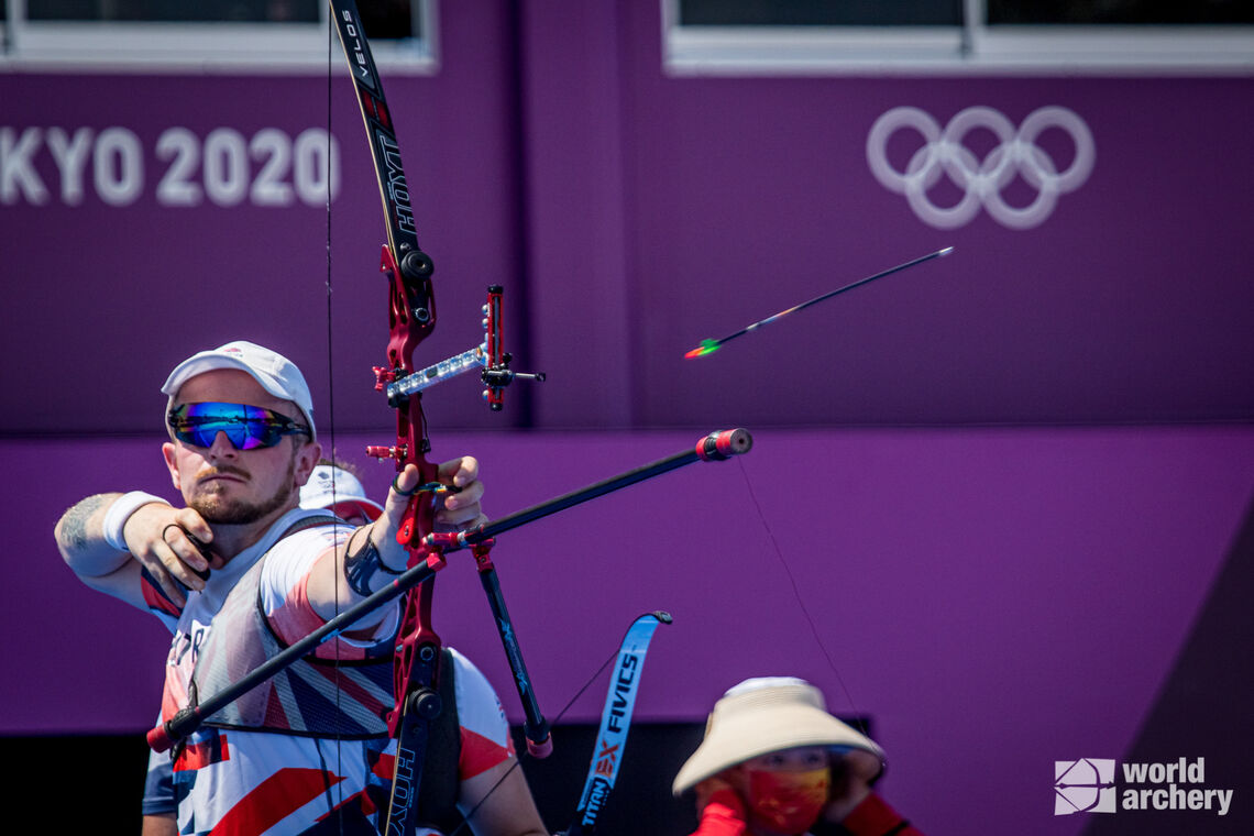 Patrick Huston shooting at Tokyo 2020 Olympics.