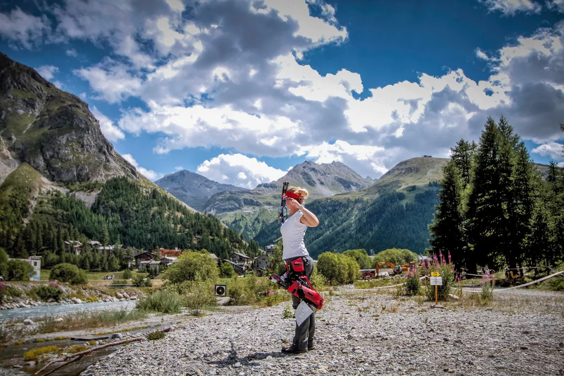 Sandrine Vandionant shooting in Val d’Isere in 2012.