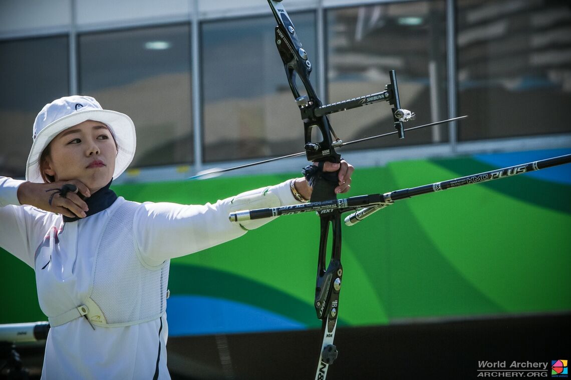 Chang Hye Jin shooting at the Rio 2016 Olympic Games.