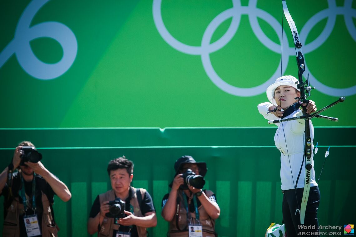 Chang Hye Jin shooting at the Rio 2016 Olympic Games.
