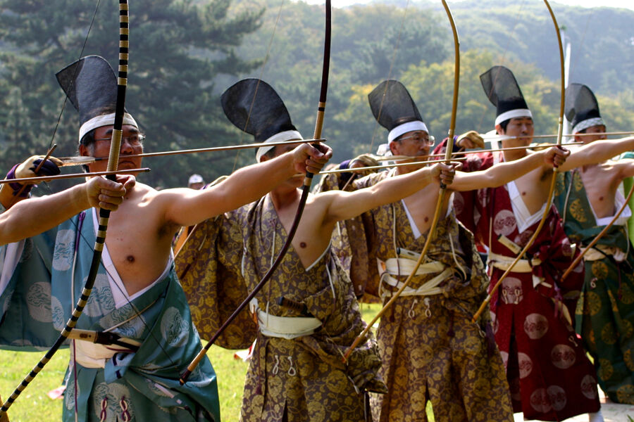 Kyudo archers in Japan.