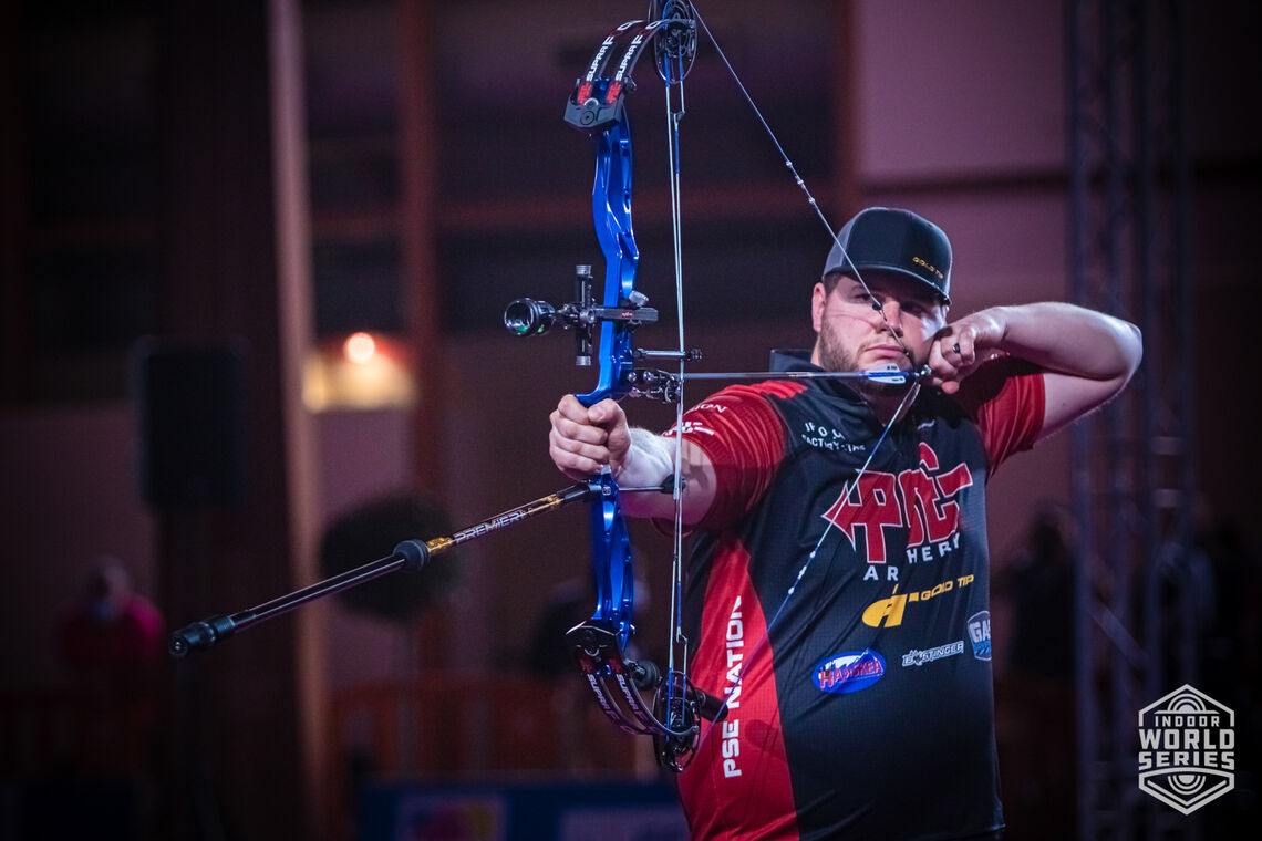 Jean Philippe Boulch aims during the finals at the Sud de France – Nimes Archery Tournament in 2021.