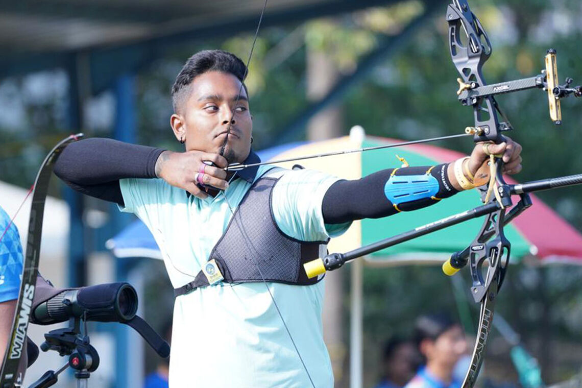 Atanu Das shoots during the third Indian trials event for the Tokyo 2020 Olympic Games.
