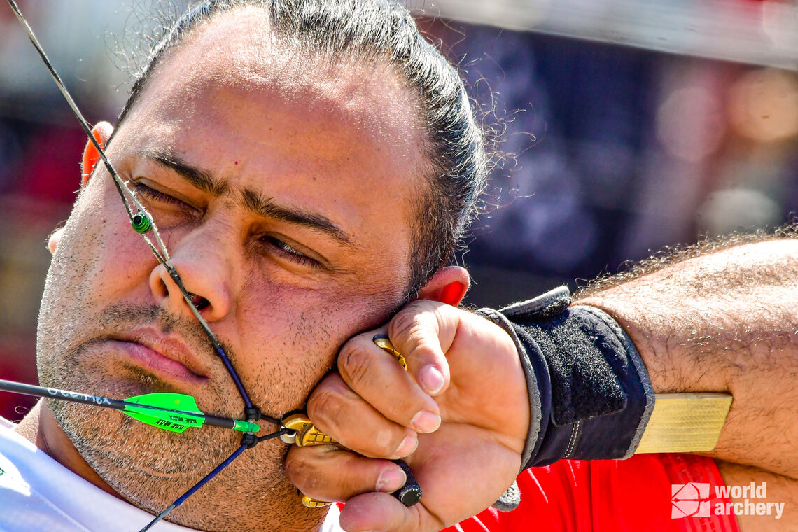 Omar Echeverria shoots during the finals of the Pan American Championships in 2021.
