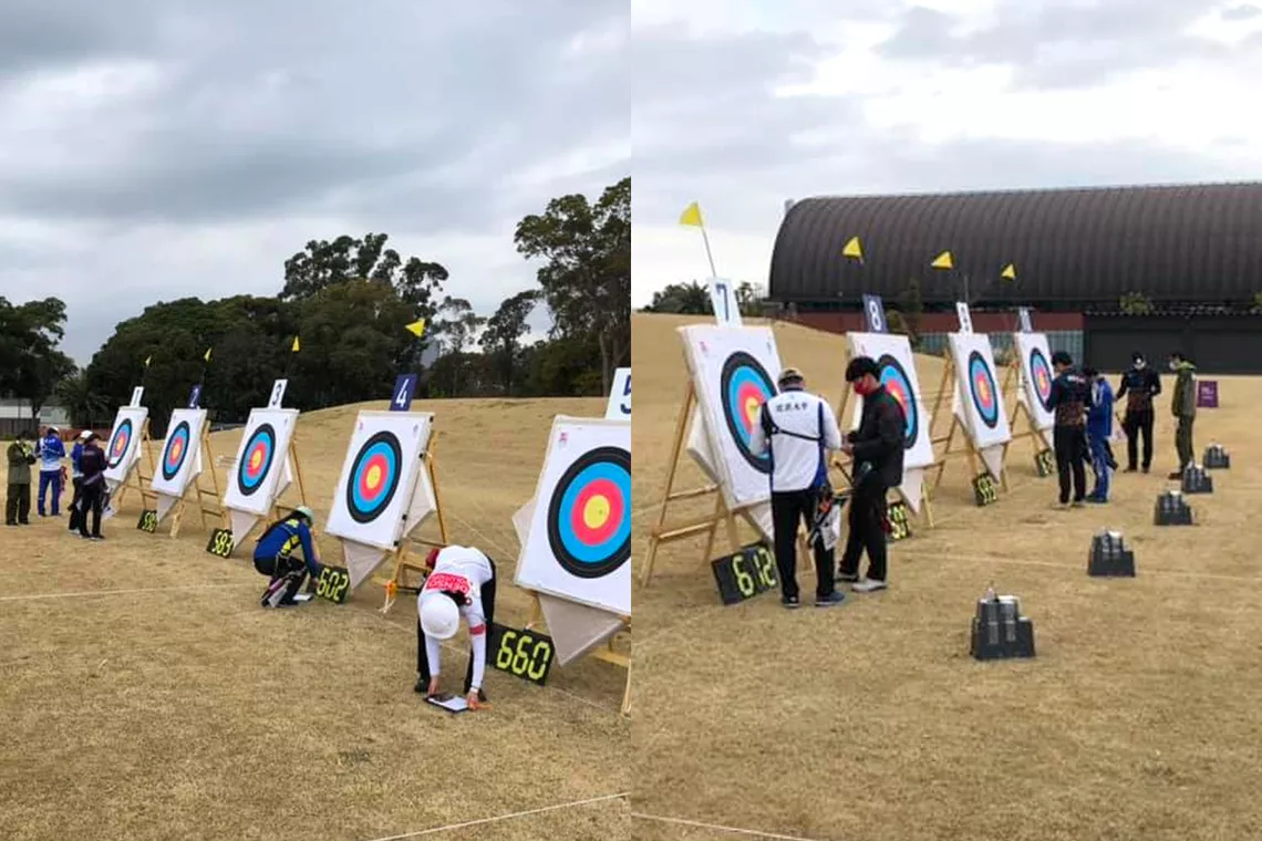 The target line during the final Japanese selection tournament for the Tokyo 2020 Olympic Games.