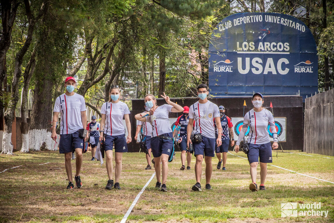 France on the practice field during the first stage of the 2021 Hyundai Archery World Cup in Guatemala City.