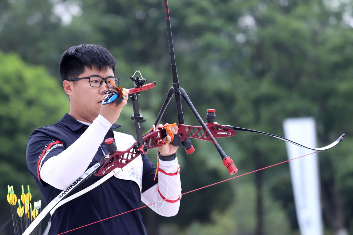 Wang Dapeng shoots during Chinese trials for the Tokyo 2020 Olympic Games.