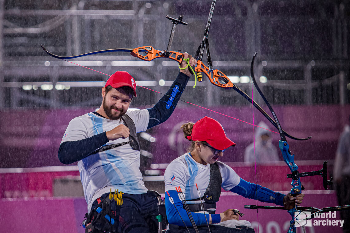 The RPC recurve mixed team shoots at the Tokyo 2020 Paralympic Games.