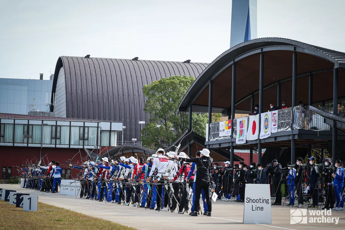 Archers shoot at Japanese trials in November 2021.