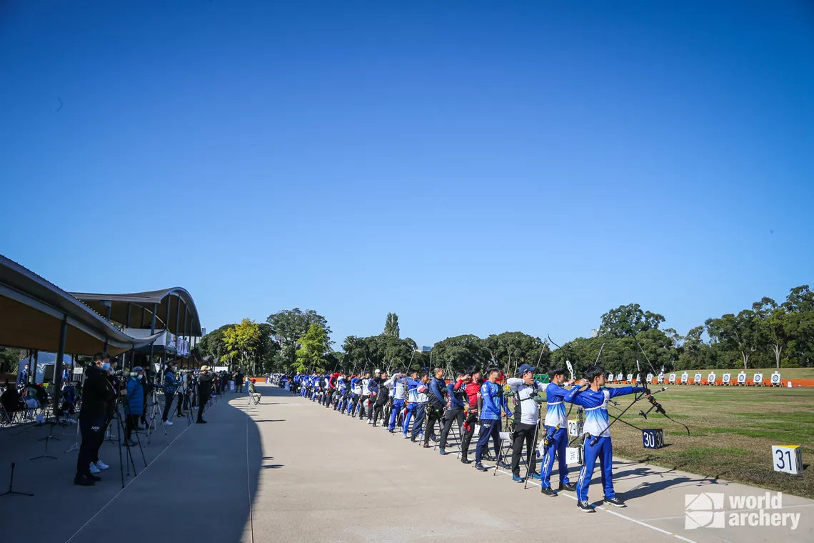 Archers shoot at Japanese trials in November 2021.