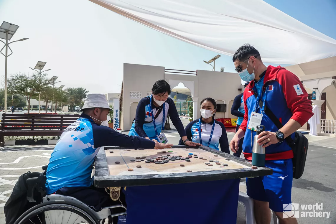 Playing carrom at Dubai 2022