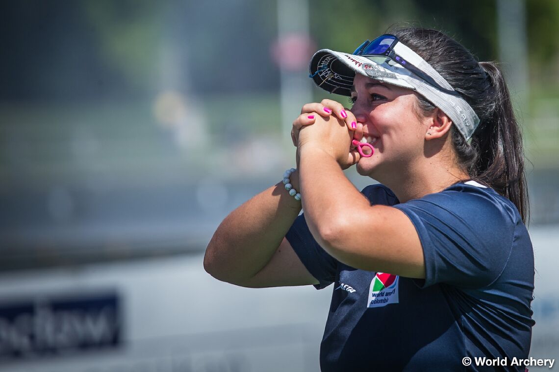 Sara Lopez after realising she had won gold at the 2017 World Games in Poland