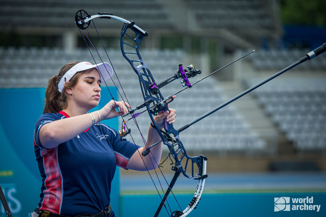 Ella Gibson at the Paris stage of the 2021 Hyundai Archery World Cup