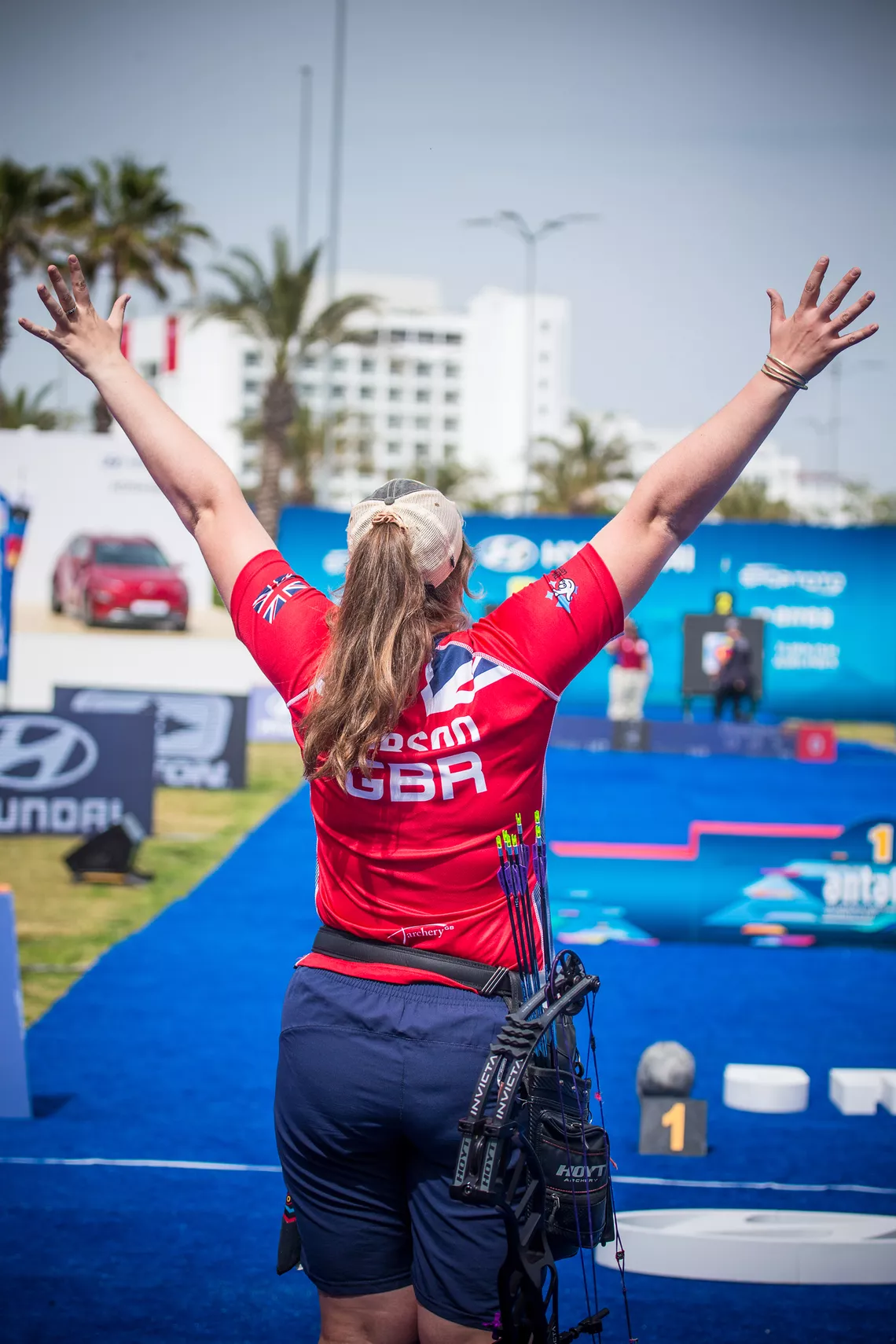 Ella Gibson celebrates her compound individual gold at Antalya 2022