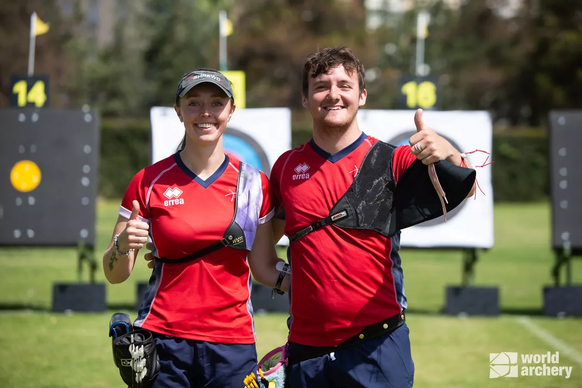 The four finalists in the compound and recurve mixed teams at Antalya 2022