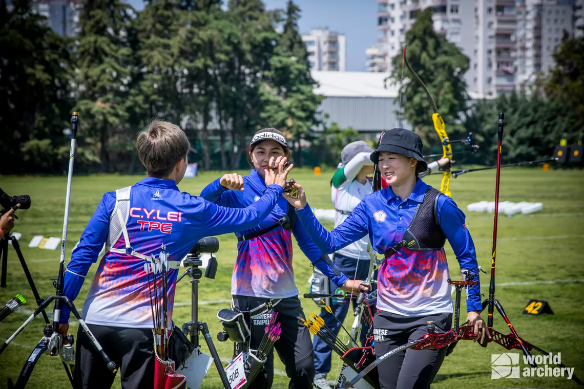 Chinese Taipei recurve women's team at Antalya 2022