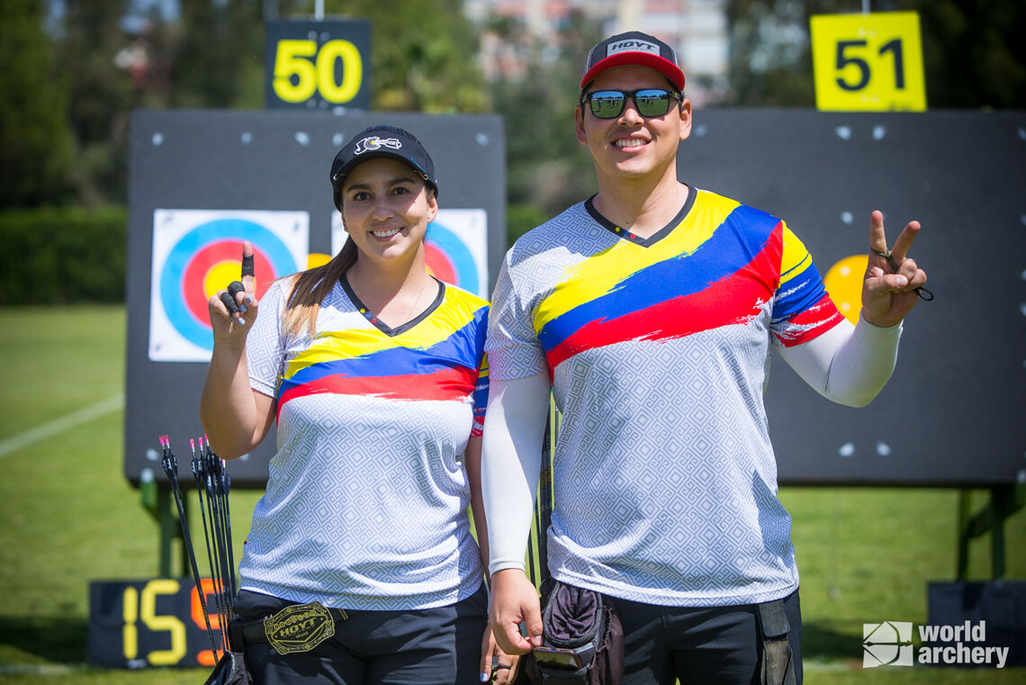 The four finalists in the compound and recurve mixed teams at Antalya 2022