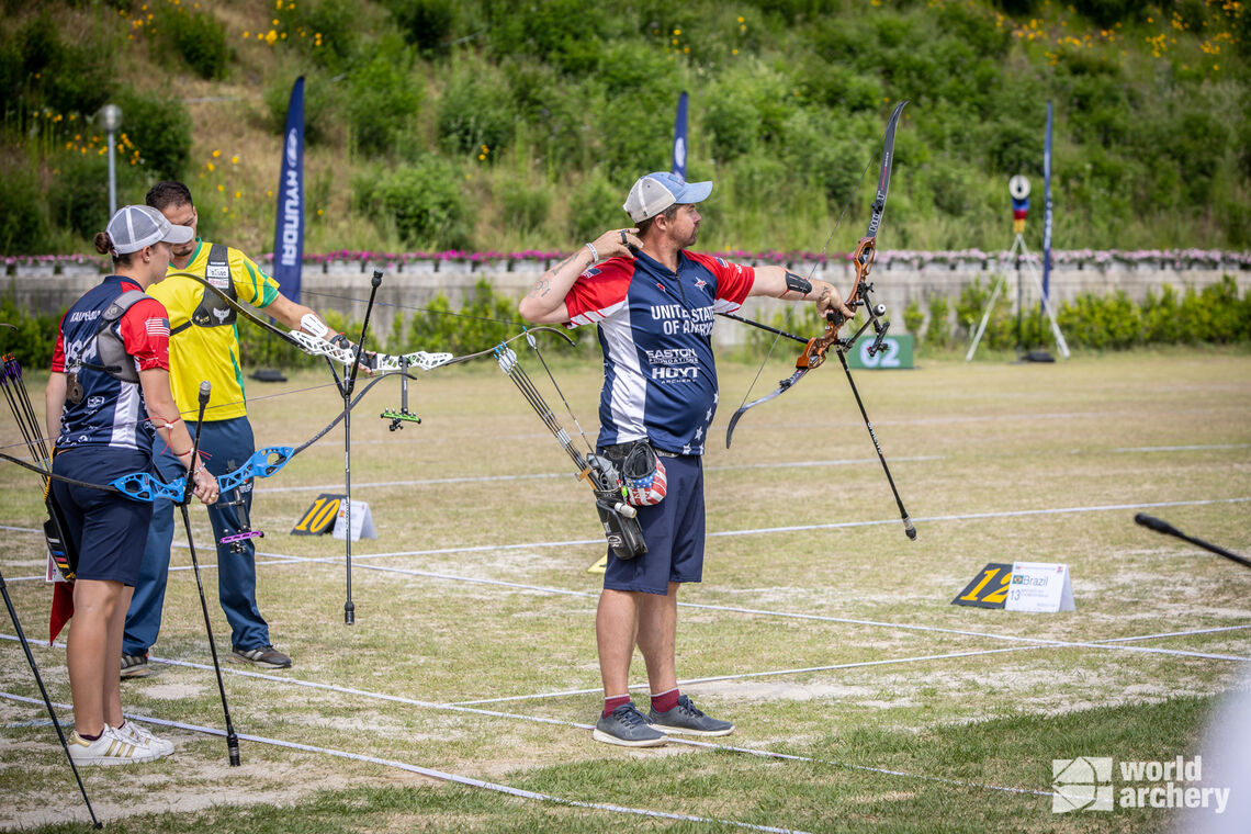The USA recurve mixed team pair of Brady Ellison and Casey Kaufhold at Gwangju 2022