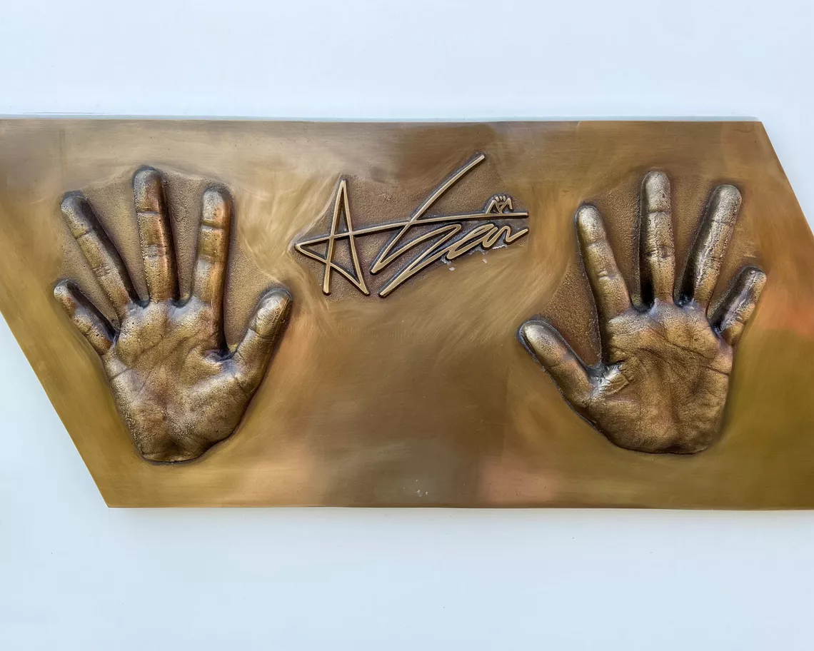 Handprint of Tokyo 2020 triple gold medallist An San.