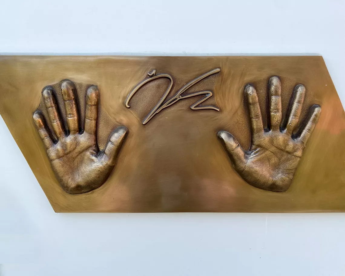 Handprint of Rio 2016 team gold medallist Choi Misun.