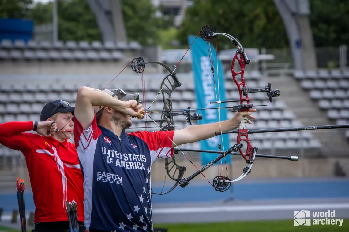 Jimmy Lutz shot the closest arrow in the bronze medal match tiebreak.