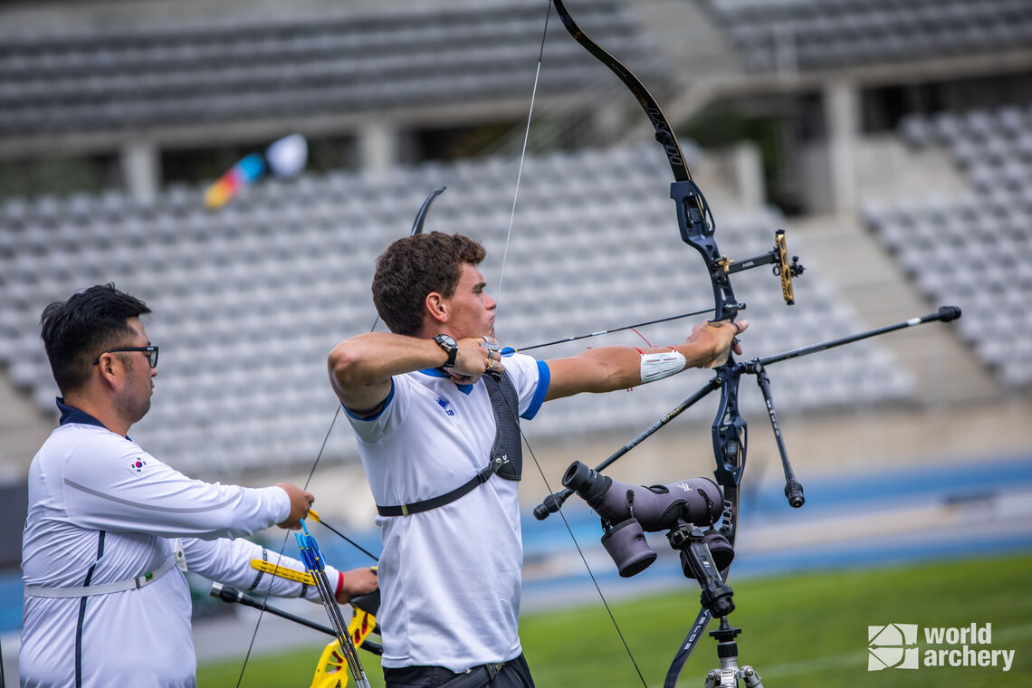 Kim Woojin survived two shoot-offs, the second against Nicolas D’Amour, before falling to teammate Oh Jin Hyek.
